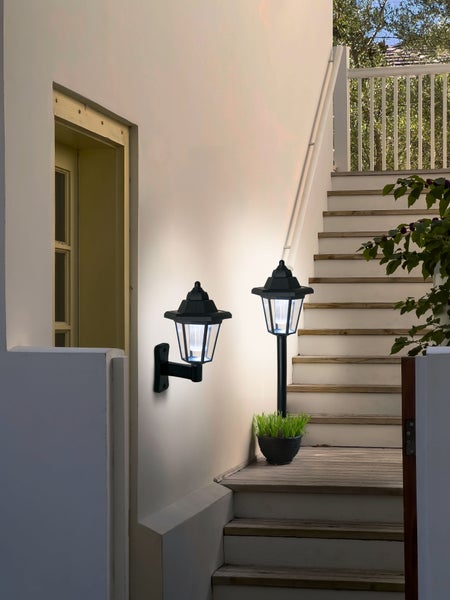 3er Set LED Solar-Erdspieß/Wandleuchte 2-in-1