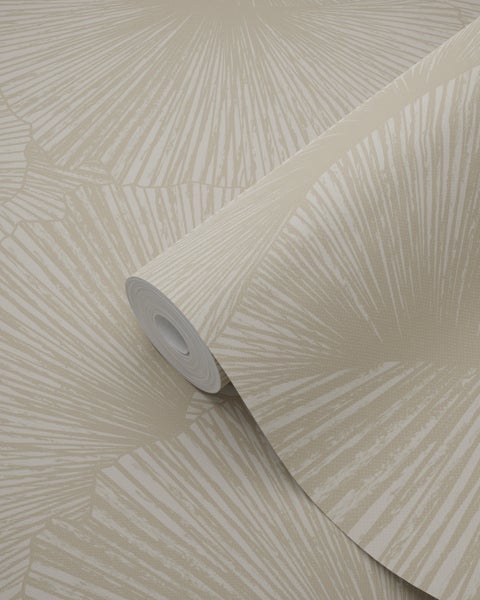 Origin Wallcoverings Tapete 3D Muster Blätter Beige - 53 cm x 10.05 m - 348006