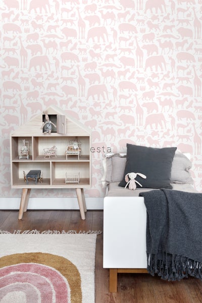 ESTAhome Tapete Tiere Hellrosa - 53 cm x 10.05 m - 139052