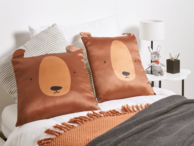 Kinderkissen aus Baumwolle 45 x 45 cm Braun 2er-Set TEDDYBEAR