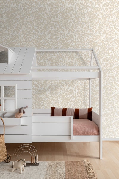 ESTAhome Tapete Blätter und Blumen Hellbeige - 50 x 900 cm - 131371