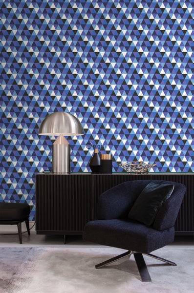 Origin Wallcoverings Tapete grafische Dreiecke Blau - 53 cm x 10.05 m - 347205