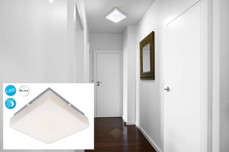 LED Deckenleuchte TRONDHEIM mit Sensor, 25 x 25 cm, mit fest verbauten LED