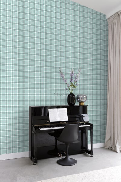 Origin Wallcoverings Tapete Karomuster Seladongrün - 53 cm x 10.05 m - 347469
