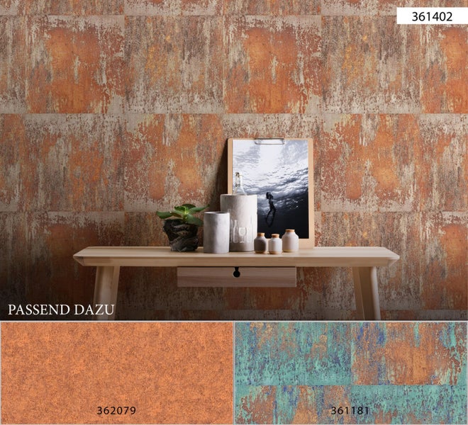 Tapete mit Rosteffekt im Innenraum