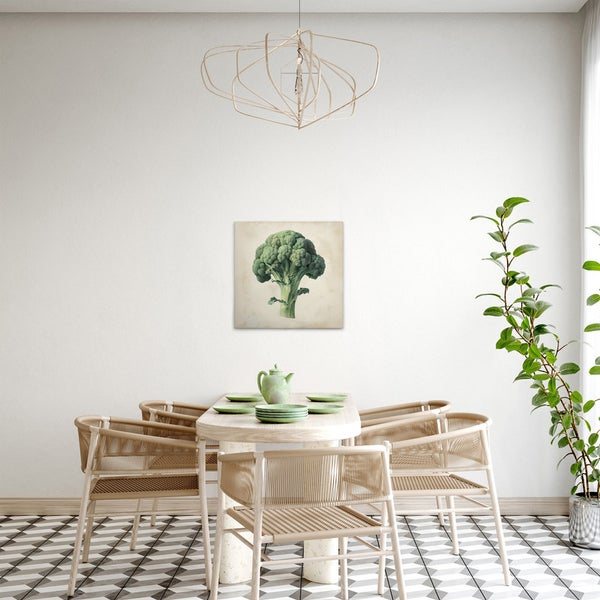Gemäldeszene mit Brokkoli-Motiv im Esszimmer