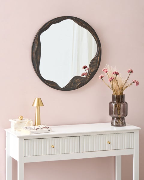 Wandspiegel LANGON 60 cm 60 cm Kiefernholz Dunkelbraun