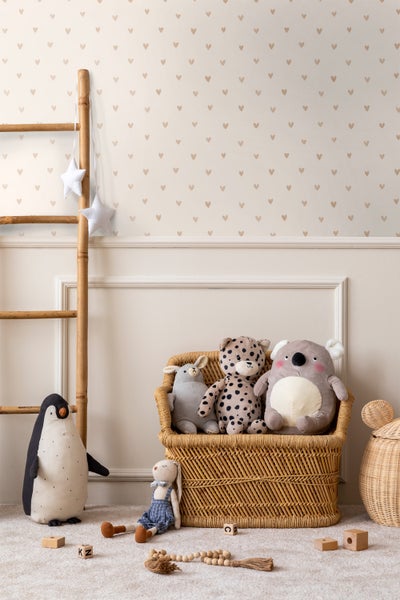 Walls4You Tapete Konfetti Herzen Beige und Gold - 0,53 x 10,05 m - 935291