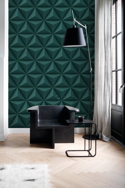 Origin Wallcoverings Tapete 3D-Muster Petrolblau - 53 cm x 10.05 m - 347817