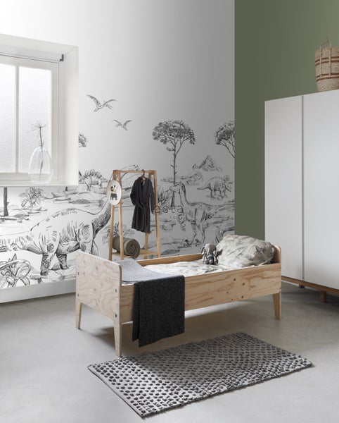 ESTAhome Fototapete Dinosaurier Schwarz-Weiß - 300 x 279 cm - 159063