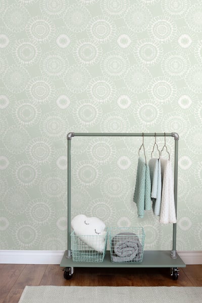 ESTAhome Tapete Blumen Mintgrün - 53 cm x 10.05 m - 128861