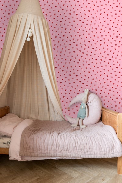 ESTAhome Tapete Herzchen Rosa und Rot - 50 x 900 cm - 131633