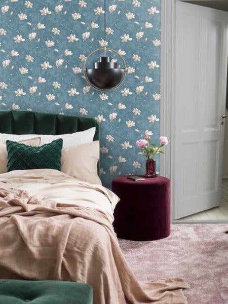 Borastapeter Tapete Magnolie Graublau - 53 cm x 10.05 m - 660433