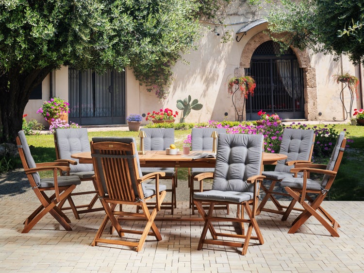 Gartenmöbel Set 8-Sitzer MAUI PREMIUM Akazienholz Grau