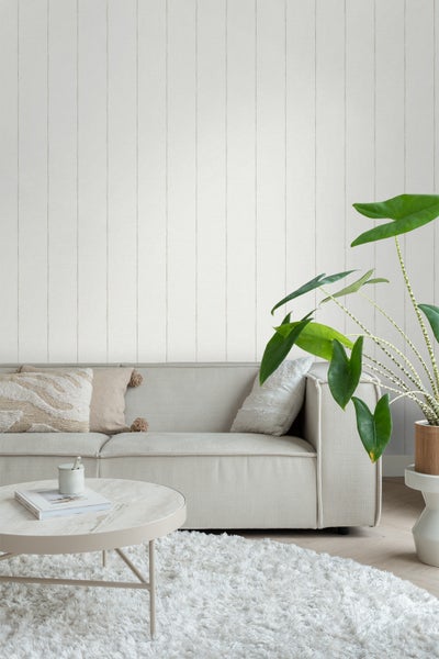 Sanders und Sanders Tapete gemalte Streifen Beige und Weiß - 53 cm x 10,05 m - 640762