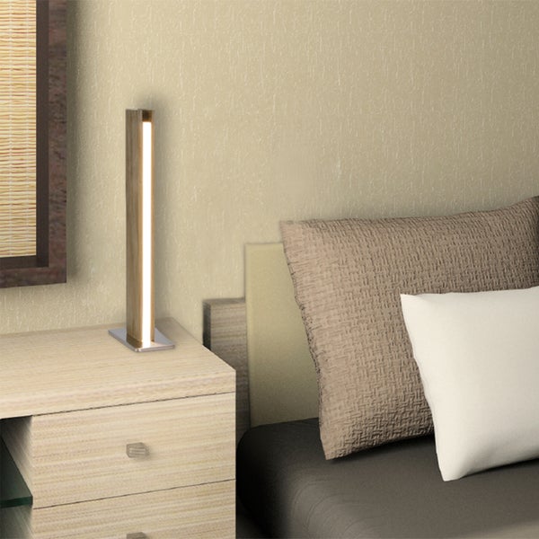 LED Tischleuchte STRAIGHT 51 cm hoch, aus Metall, Kunststoff und Eschenholz, mit fest verbauten LEDs, warmweiß (770lm, 3000K), dimmbar