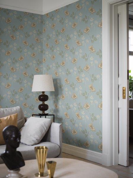 Borastapeter Tapete Blumen Graublau - 53 cm x 10.05 m - 660834
