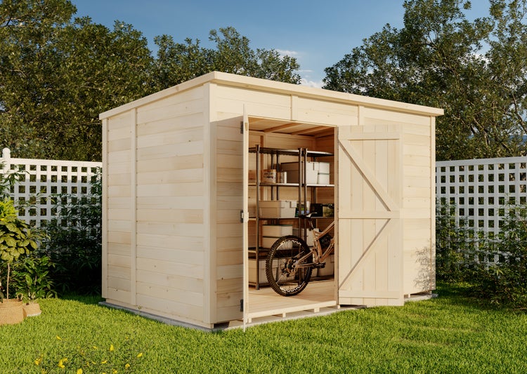 Storehaus Gerätehaus Sepp Gerätehaus aus Holz, Geräteschrank mit 12 mm Wandstärke, Gartenhaus, Naturbelassen 2x3,1m