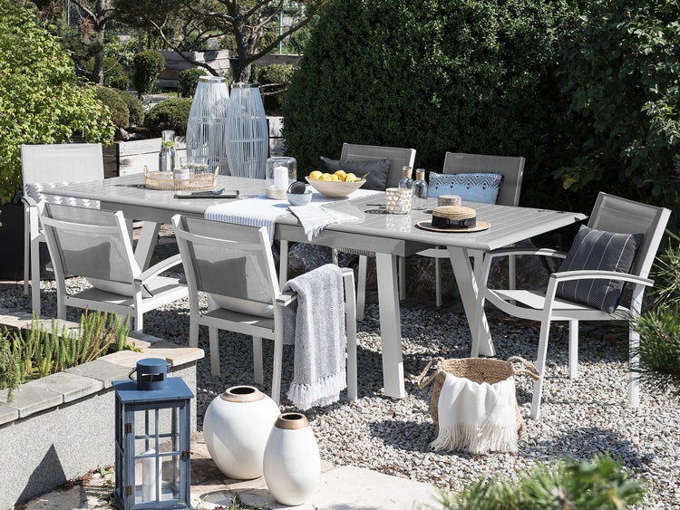 Gartenmöbel Set 6-Sitzer PERETA Metall Grau