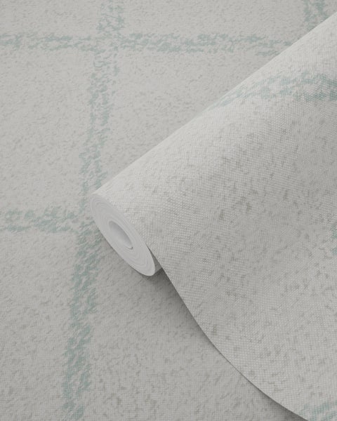 ESTAhome Tapete orientalisches Berberteppich-Motiv Pastell Mintgrün und Weiß - 53 cm x 10.05 m - 148665