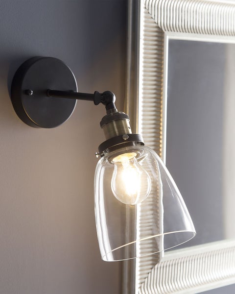 Wandlampe 2er Set LOVAT verstellbar Metall Transparent Schwarz