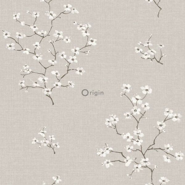 Origin Wallcoverings Tapete Blüte Taupe - 53 cm x 10.05 m - 346543