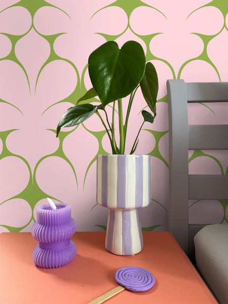 ESTAhome Tapete Retro-Ornamente Rosa und Grün - 50 x 900 cm - 131563
