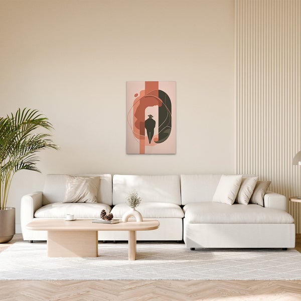 Dekorative Leinwand mit abstrakter Figurendarstellung im Wohnzimmer