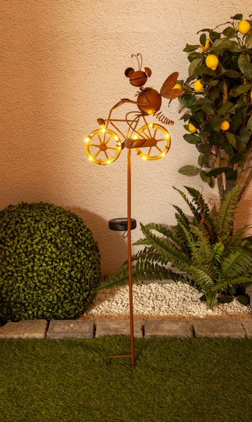 LED-Solar Erdspieß braun h: 88cm , für Außen, Erdspieß aus  Metall und Kunststoff  in Braun,  mit integrierter LED