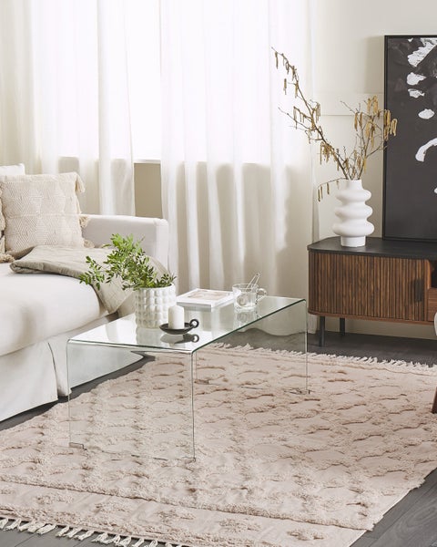 Teppich SULUOVA Beige 140 x 200 cm Baumwolle