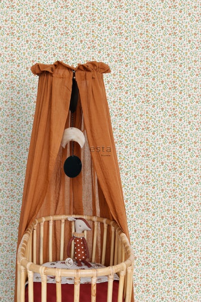ESTAhome Tapete Blumen Ockergelb, Hellrosa und Terrakotta - 53 cm x 10.05 m - 139467