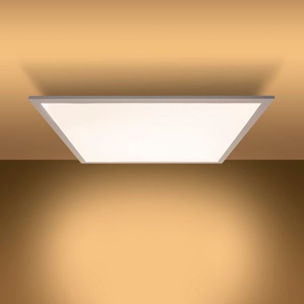 LED Panel-Deckenleuchte NICO, funktionelle Deckenleuchte aus Metall und Kunststoff in weiß, mit festverbauten LED und vielen Funktionen, ideal für Büro, Praxis oder Werkstatt, ca. 45 x 45 cm