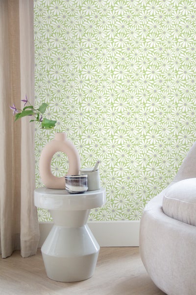ESTAhome Tapete Gänseblümchen Grün und Lila - 50 x 900 cm - 131154
