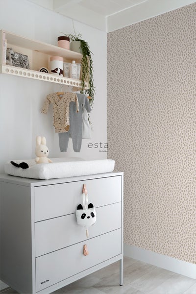 ESTAhome Tapete Leopardenmuster Hellrosa und Gold - 53 cm x 10.05 m - 139273