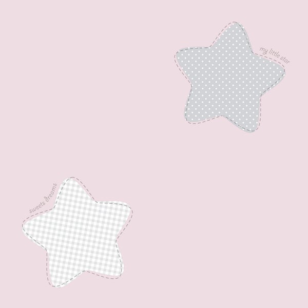 Sanders und Sanders Tapete Sterne Rosa und Grau - 53 cm x 10 m - 640567