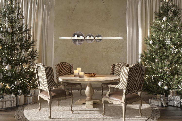 LED Pendelleuchte chrom NOVA aus chromfarbenem Metall, Kunststoff und Rauchglas, mit fest verbauten LEDs, ca. 105 cm lang
