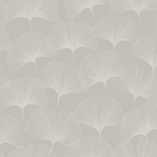Origin Wallcoverings Tapete Ginkgoblätter Warmgrau - 53 cm x 10.05 m - 347749