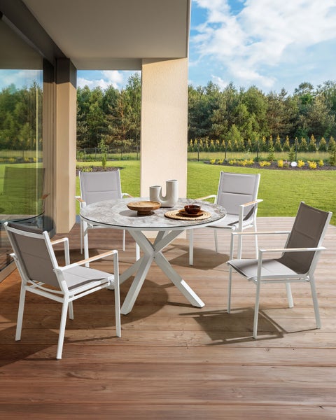 Gartenstuhl 4er Set BUSSETO Metall Grau