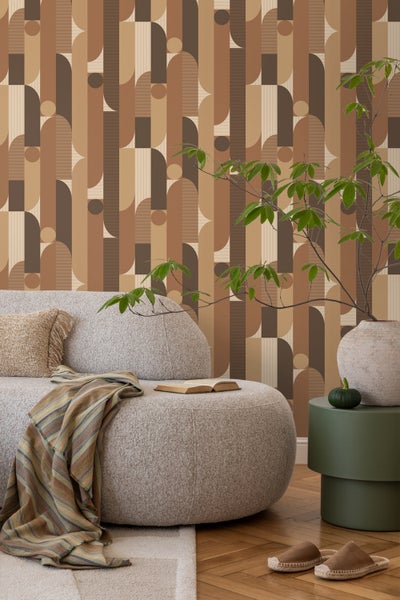 ESTAhome Tapete geometrische Formen Braun - 50 x 900 cm - 131063