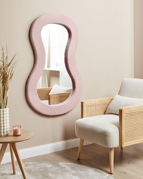 Wandspiegel PLANCHEZ 70 cm 112 cm Bouclé Rosa