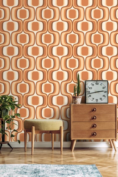 ESTAhome Tapete Retro-Ornamente Terrakotta - 50 x 900 cm - 131585
