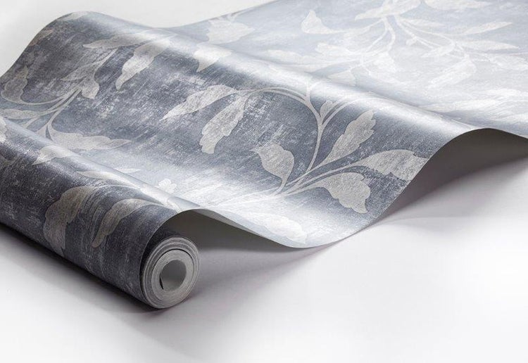 Borastapeter Tapete Blätter Graublau - 53 cm x 10.05 m - 660255