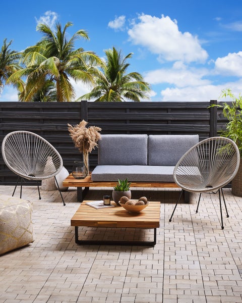 Gartenstuhl 2er Set ACAPULCO II Polyrattan Hellgrau