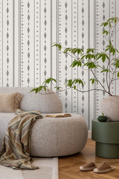 Sanders und Sanders Tapete ethnische Motive Beige und Schwarz - 53 cm x 10 m - 640521