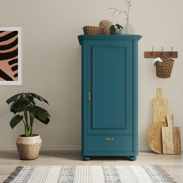 MissPompadour seidenmatte Holzfarbe - Dunkelblau mit Grün - 1 L, Möbelfarbe ohne Schleifen - Farbe für Holz, Metall, Kunststoff - Holzlack, Möbellack schnelltrocknend mit hoher Deckkraft