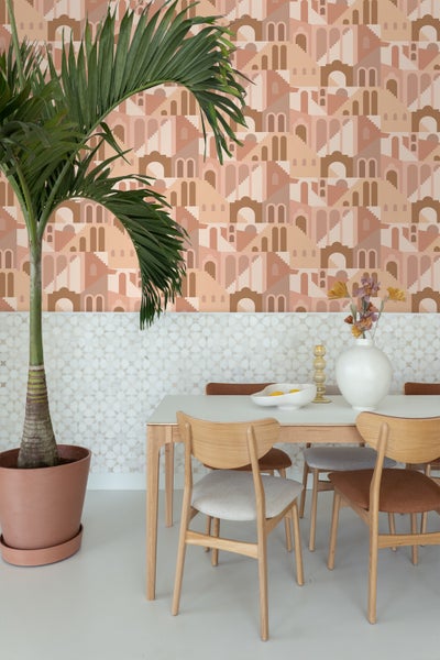 ESTAhome Tapete Mediterrane Häuser Terrakottarosa - 50 x 900 cm - 139627