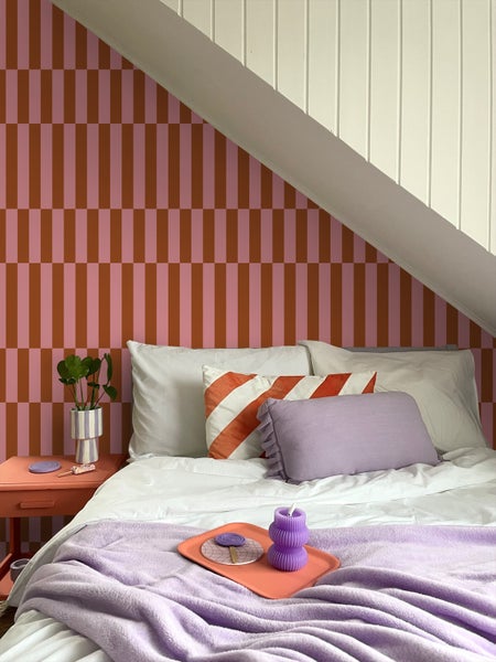 ESTAhome Tapete Streifen Rosa und Rot - 50 x 900 cm - 131427