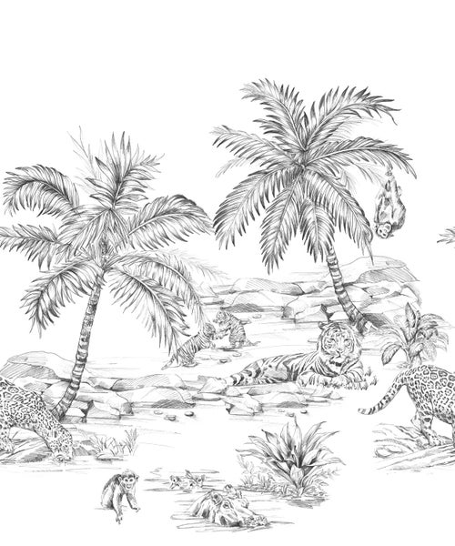 Origin Wallcoverings Fototapete Safari-Muster Schwarz-Weiß - 250 x 279 cm - 357223
