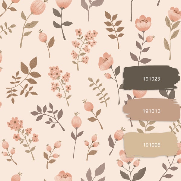 ESTAhome Tapete Blumen Hellrosa und Beige - 53 cm x 10.05 m - 139693