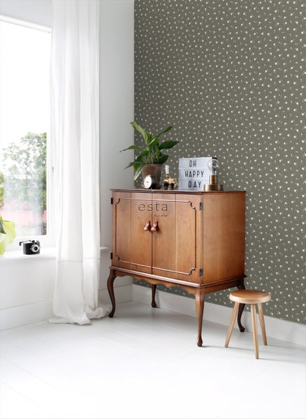 ESTAhome Tapete Blumen Braun und Hellrosa - 53 cm x 10.05 m - 139238